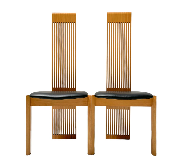 Post-Modern Slatted High Back Dining Room Chairs by Pietro Costantini, 1980s